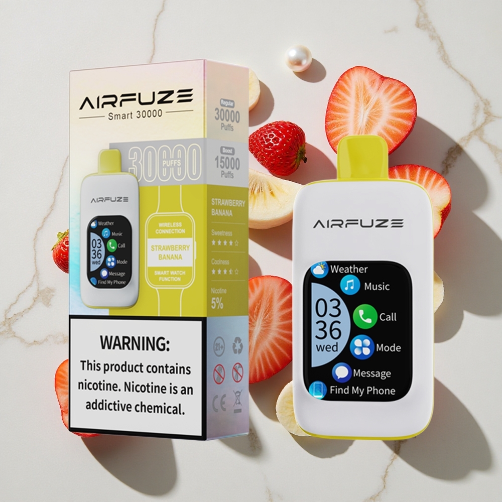 AirFuze Smart 30000 Puffs Za enkratno uporabo Vape Jagoda Banana 201\TFT z zaslonom na dotik