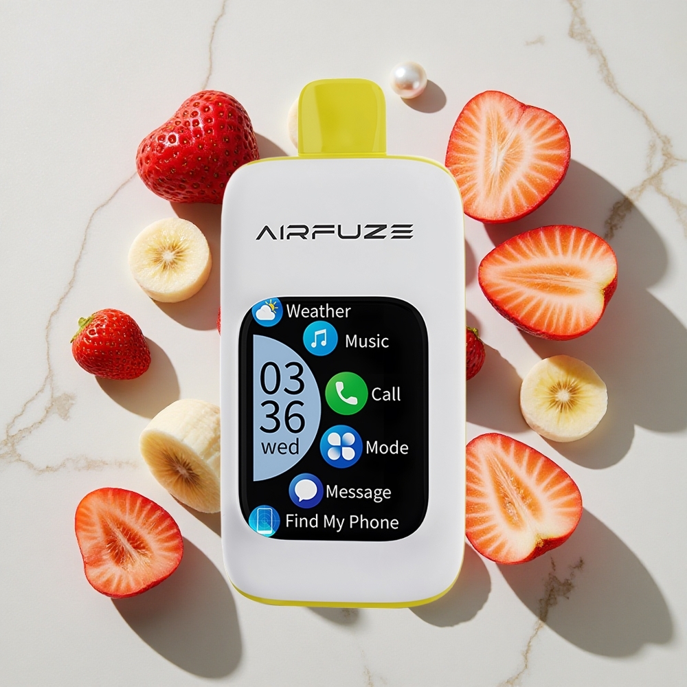 AirFuze Smart 30000 Puffs Za enkratno uporabo Vape Jagoda Banana 201TFT z zaslonom na dotik