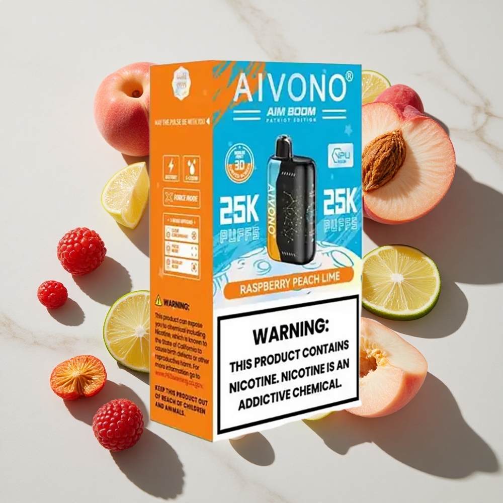 Aivono Aim Boom 25000 Puffs Dispozabilna Vapa Malina Breskev Limeta 650mAh