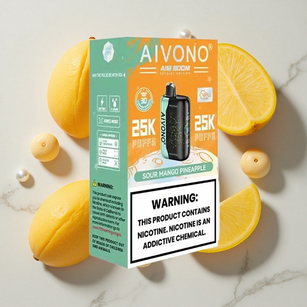 Aivono Aim Boom 25000 Puffs Za enkratno uporabo Vape Kislo Mango Ananas 28ml E-tekočine