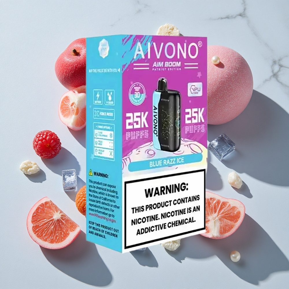 Aivono Aim Boom 25000 Puffs Za enkratno uporabo Vape Modra Malina Led