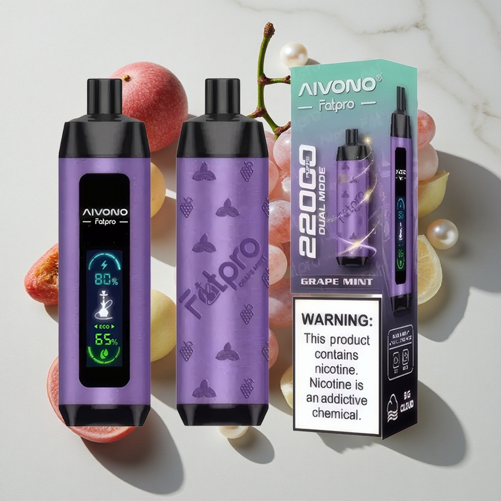 Aivono Aim Fatpro 22000 Puffs Za enkratno uporabo Vape Grozdje Meta 28ml E-tekočine