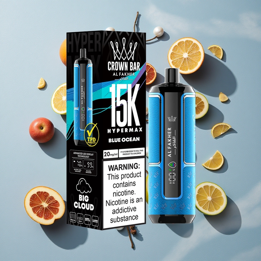 Al Fakher Crown Bar 15K Hypermax Enkratna Vape Kit Modra Oceana 22ml E-tekočine