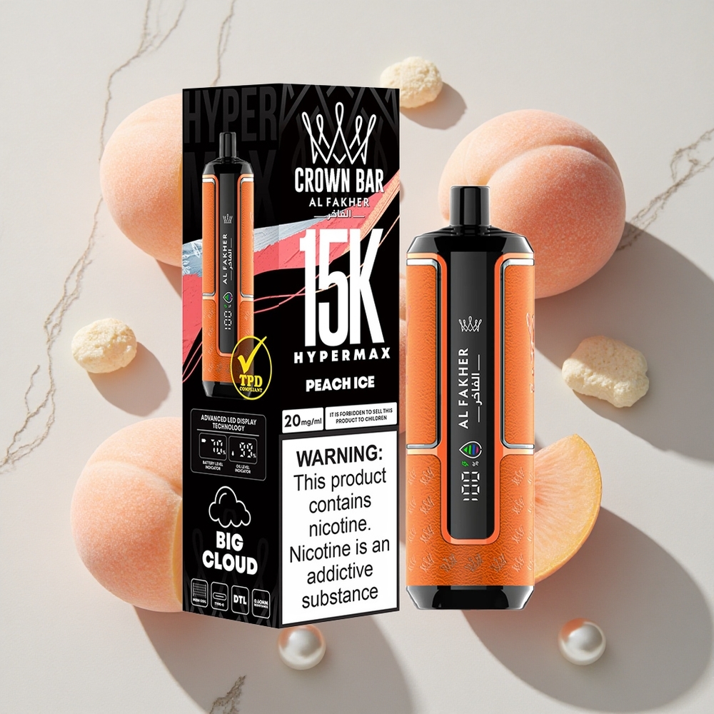 Al Fakher Crown Bar 15K Puffs Breskva Led Za enkratno uporabo Vape Kit