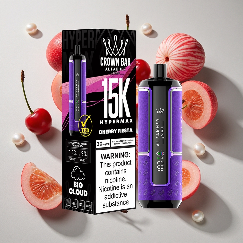 Al Fakher Crown Bar 15K Češnjeva Fiesta Hipermax Enkratna Vape Kit
