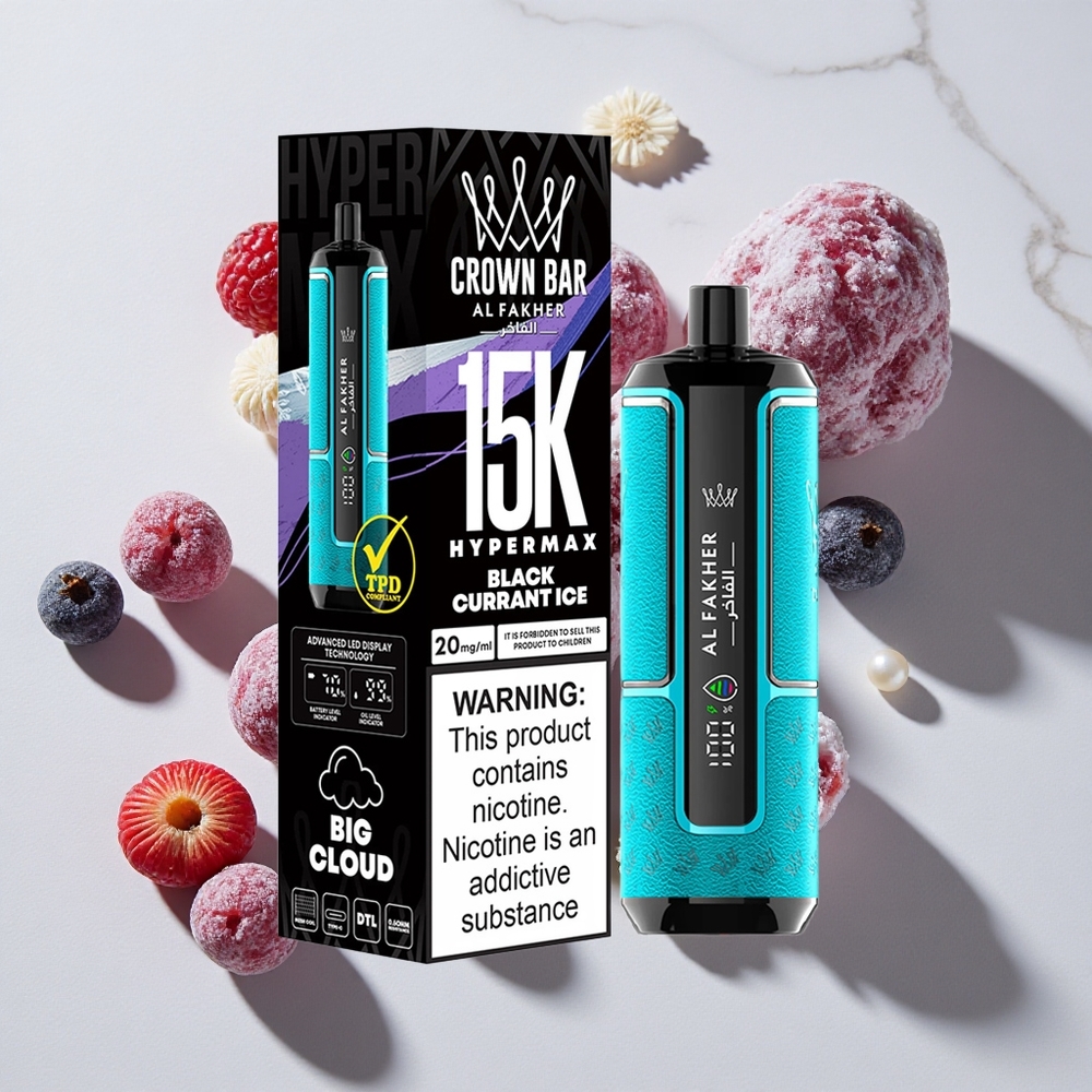Al Fakher Crown Bar 15K Črni Ribez Led Hypermax DTL Enkratna E-cigareta