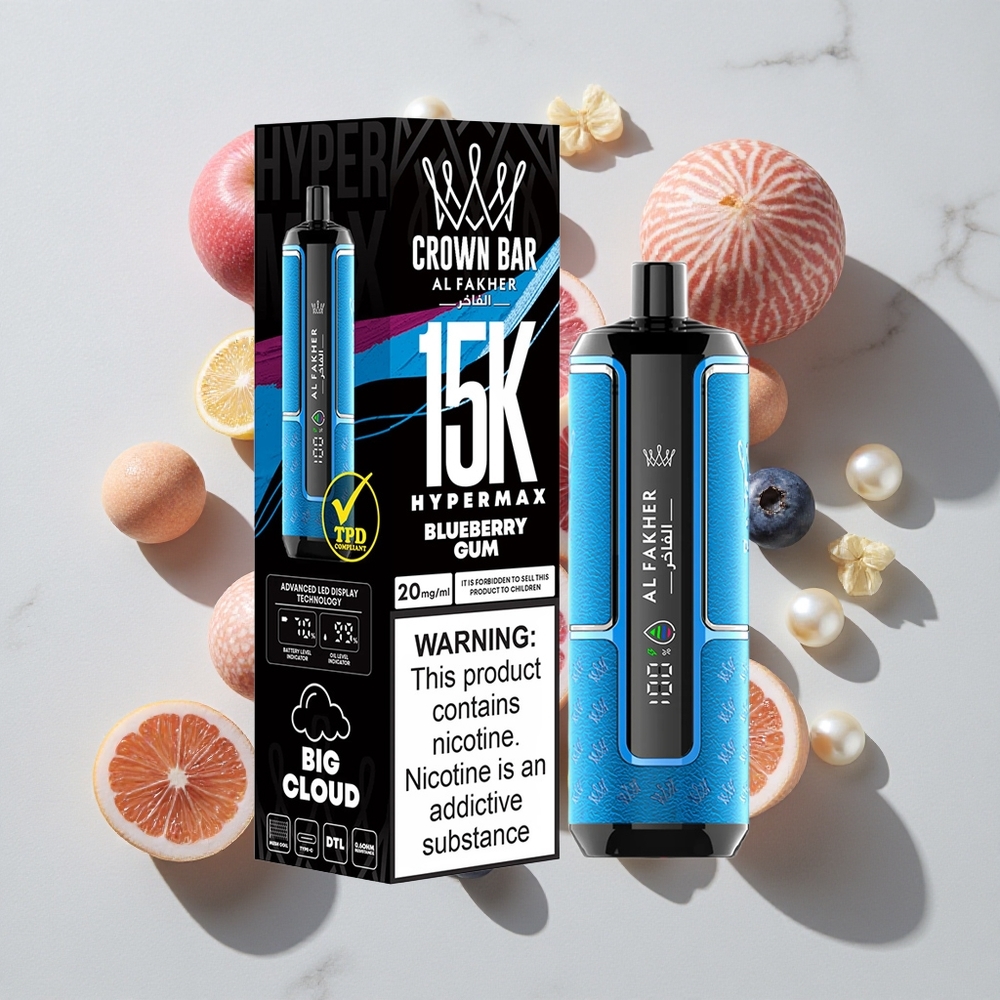Al Fakher Crown Bar 15K Številka Puffs Borovnica Žvečilni Gumi Kompakten