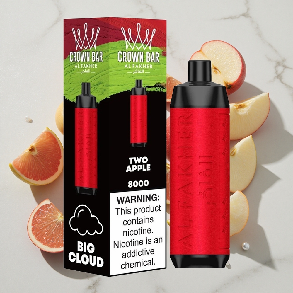Al Fakher Crown Bar 8000 Puff Dve Jabolki Crystal Za enkratno uporabo Vape