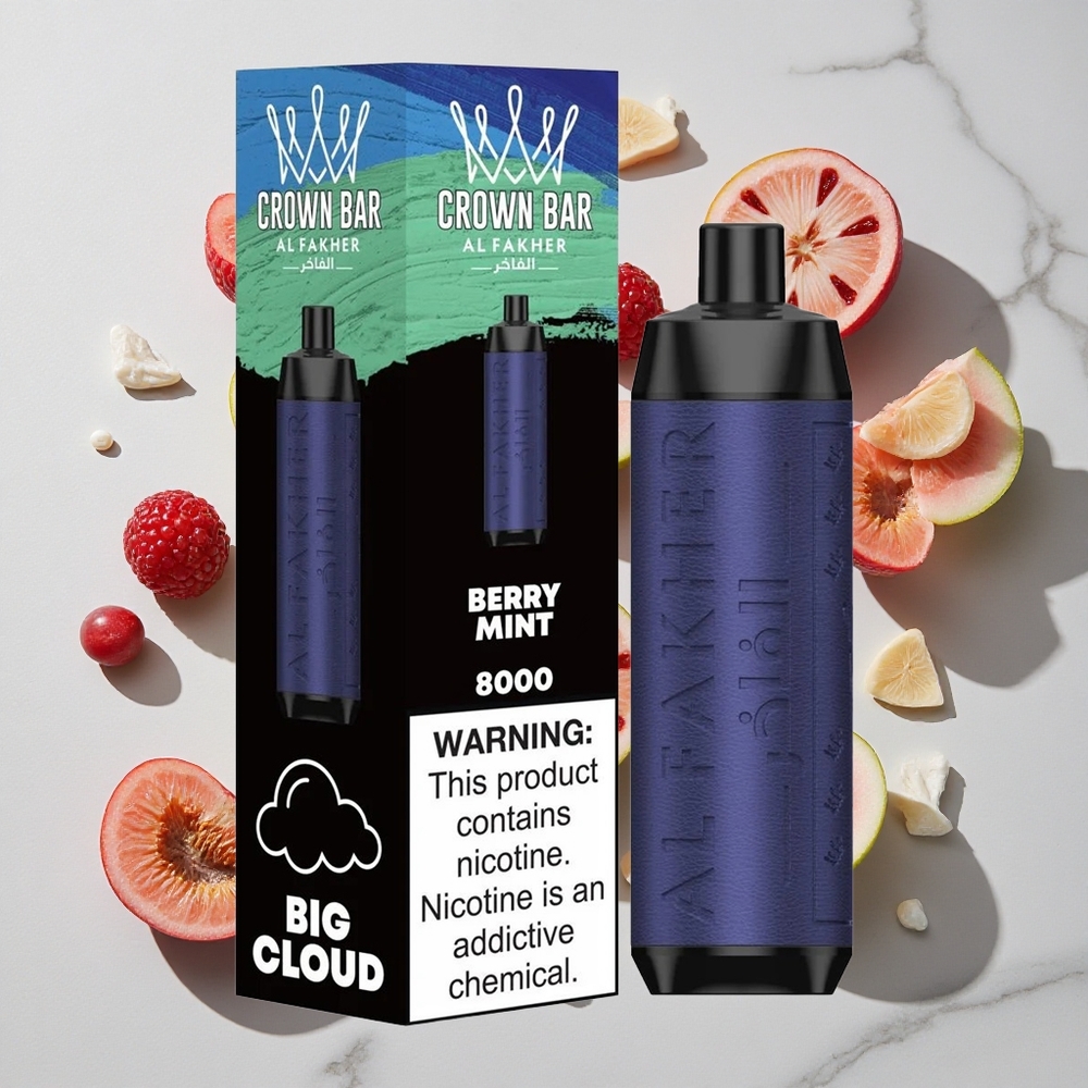 Al Fakher Crown Bar 8000 Puffs Jagoda Meta 18ml E-tekočine