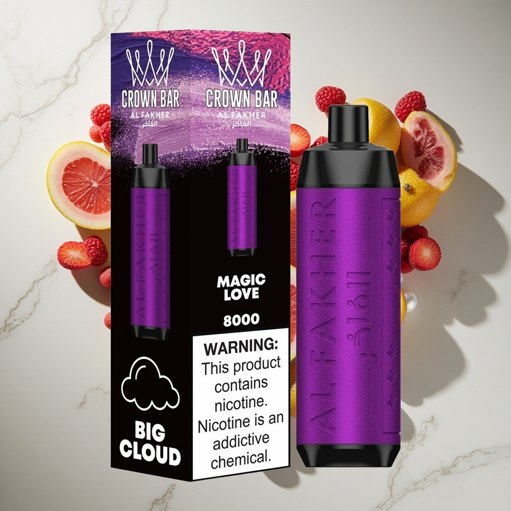 Al Fakher Crown Bar 8000 Čarobna Ljubezen Za enkratno uporabo Vape 18ml E-tekočine Kapaciteta