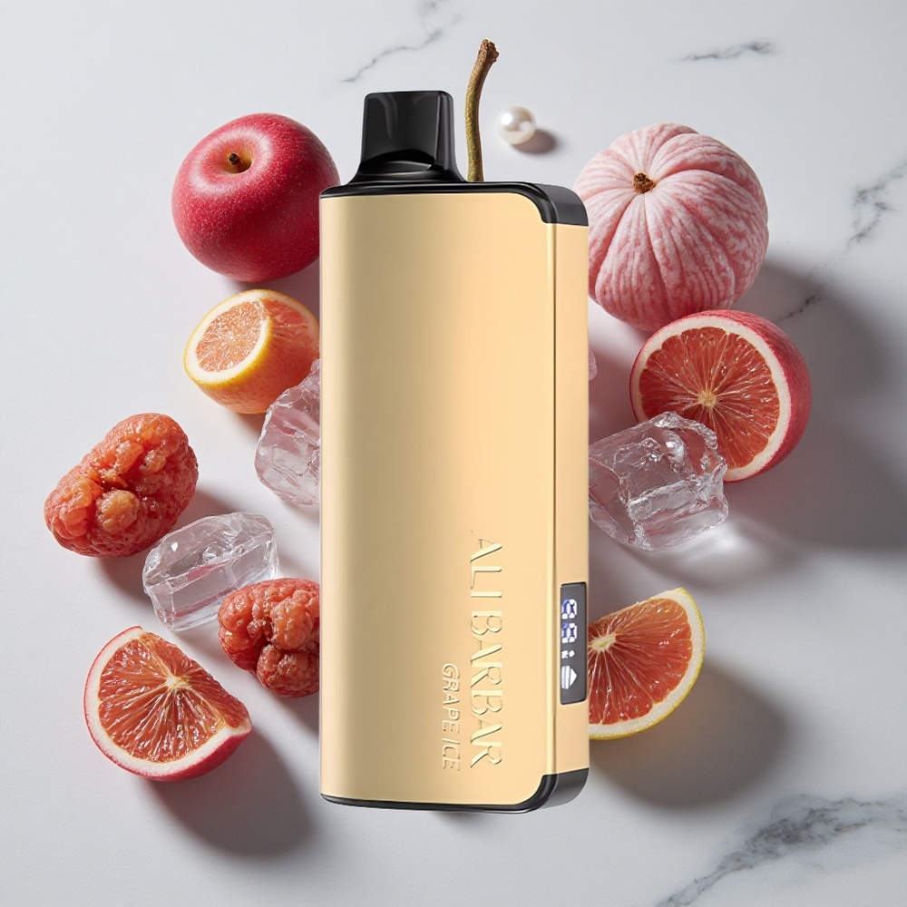 Alibarbar Ingot 9000 Puffs Kombinacija Grozdja in Ledu LED Display