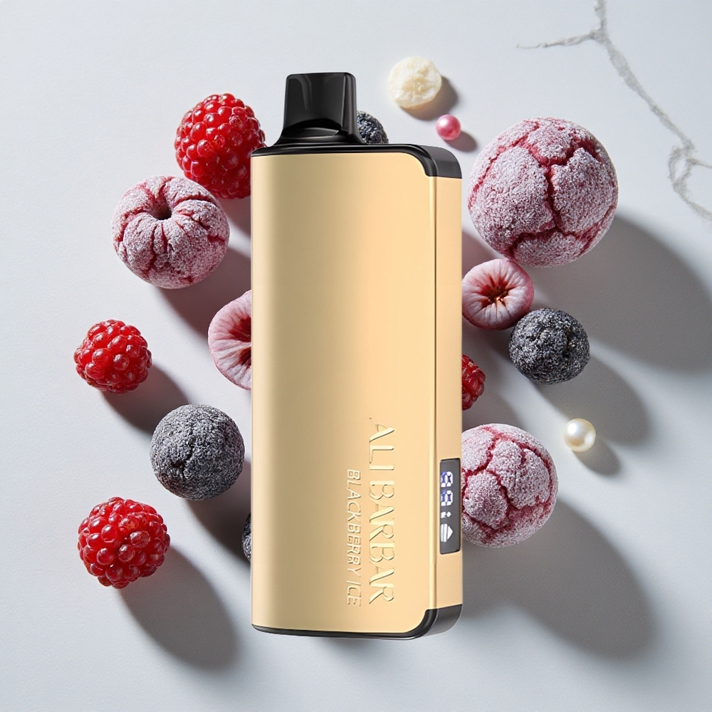 Alibarbar Ingot 9000 Puffs Črni Jagodični Led Dispozabilni Vape z LED zaslonom