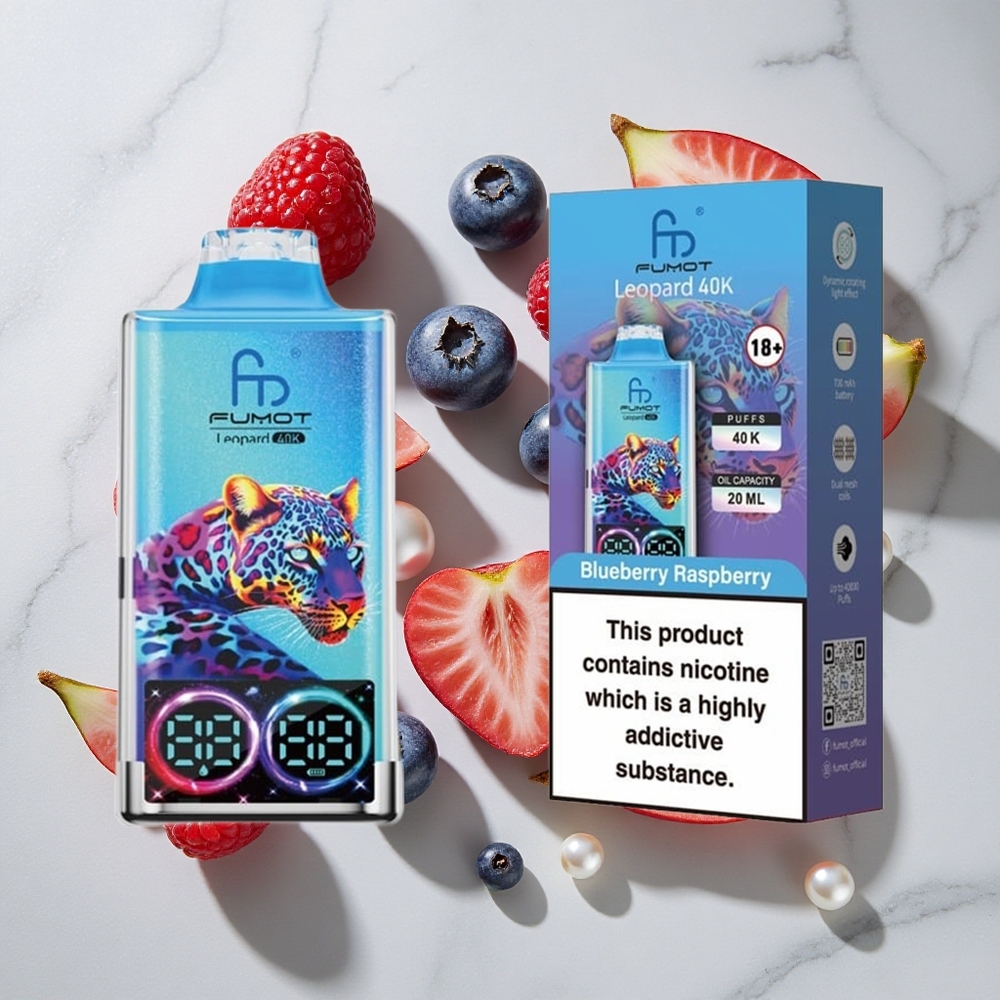 Fumot Leopard 40000 Puffs Dispozabilni Vape Borovnica Malina Tip-C Polnjenje