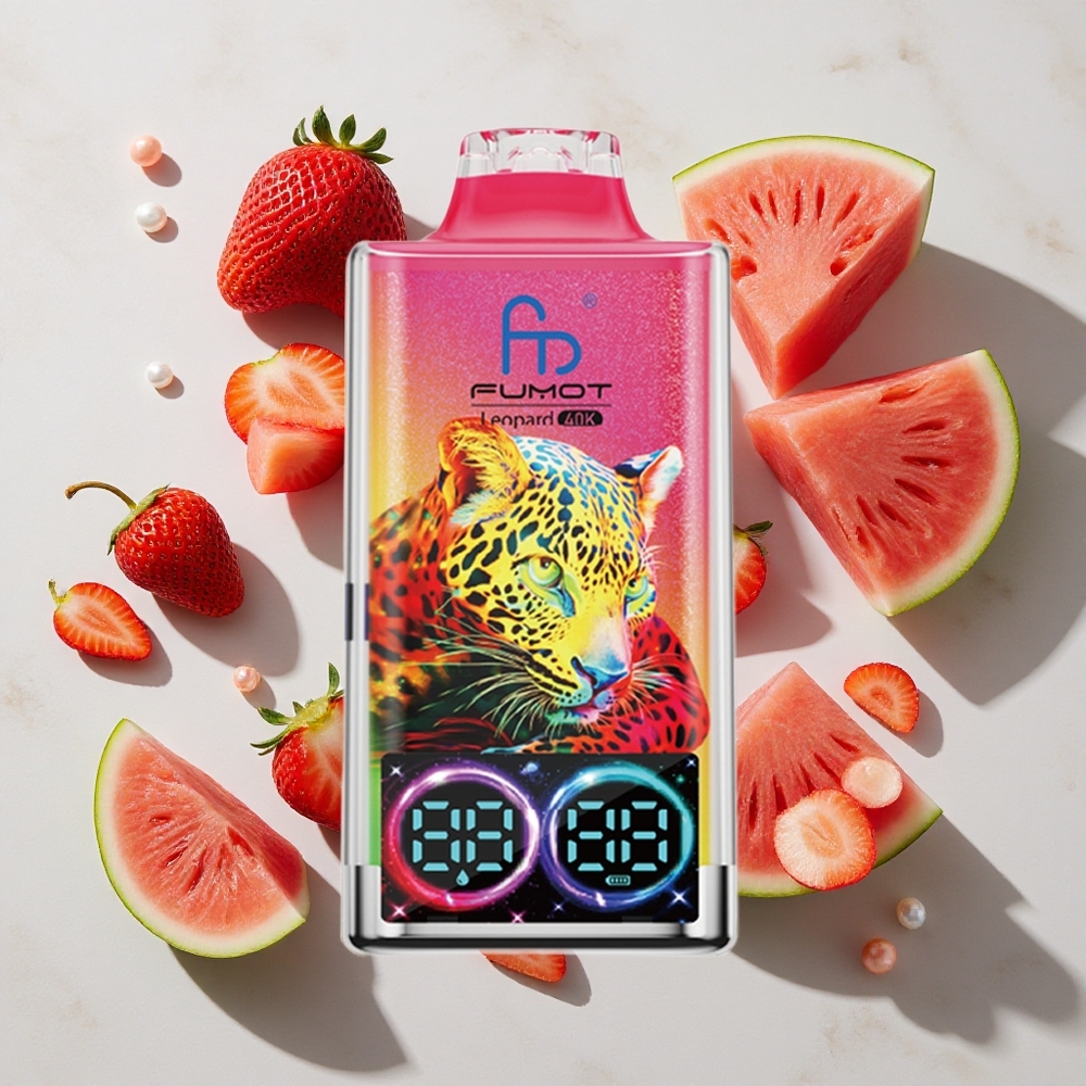 Fumot Leopard 40000 Puffs Za enkratno uporabo Vape Jagoda Lubenica Tip-C Polnjenje
