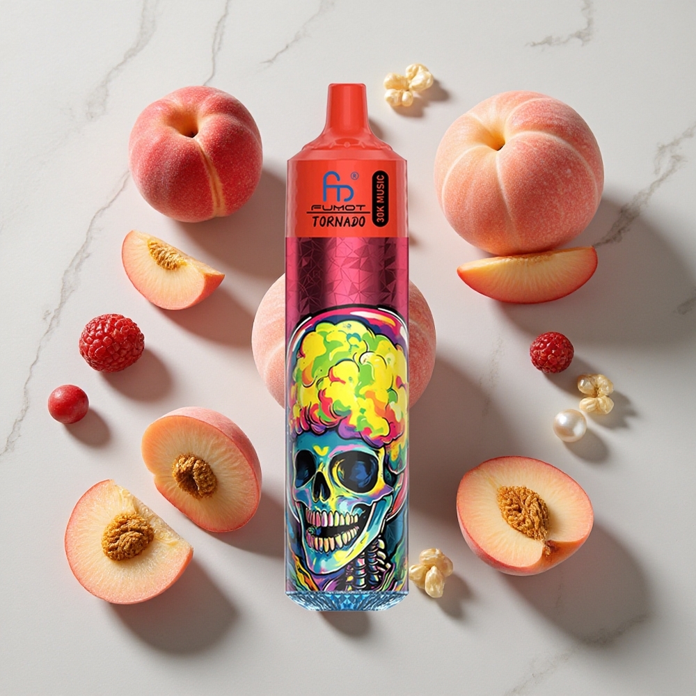 Fumot RandM Tornado 30000 Puffs Dispozabilni Vape Breskve Jagode 30ml E-tekočine
