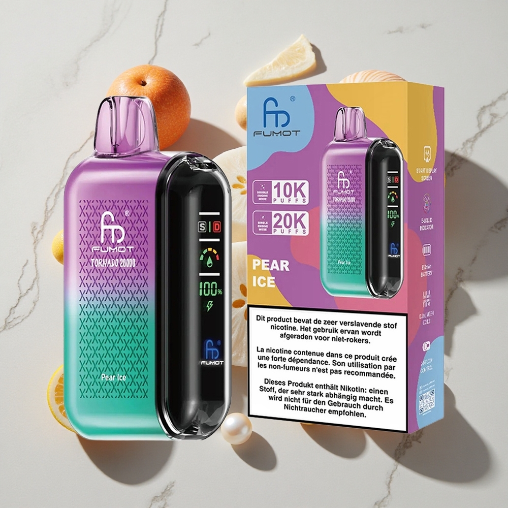 Fumot Tornado 20000 Puffs Hruška Led 850mAh Polnilna Baterija