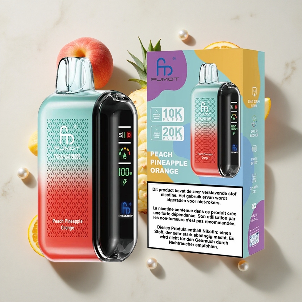 Fumot Tornado 20000 Puffs Kombinacija Breskva Ananas Pomaranča 850mAh Polnljiva Baterija