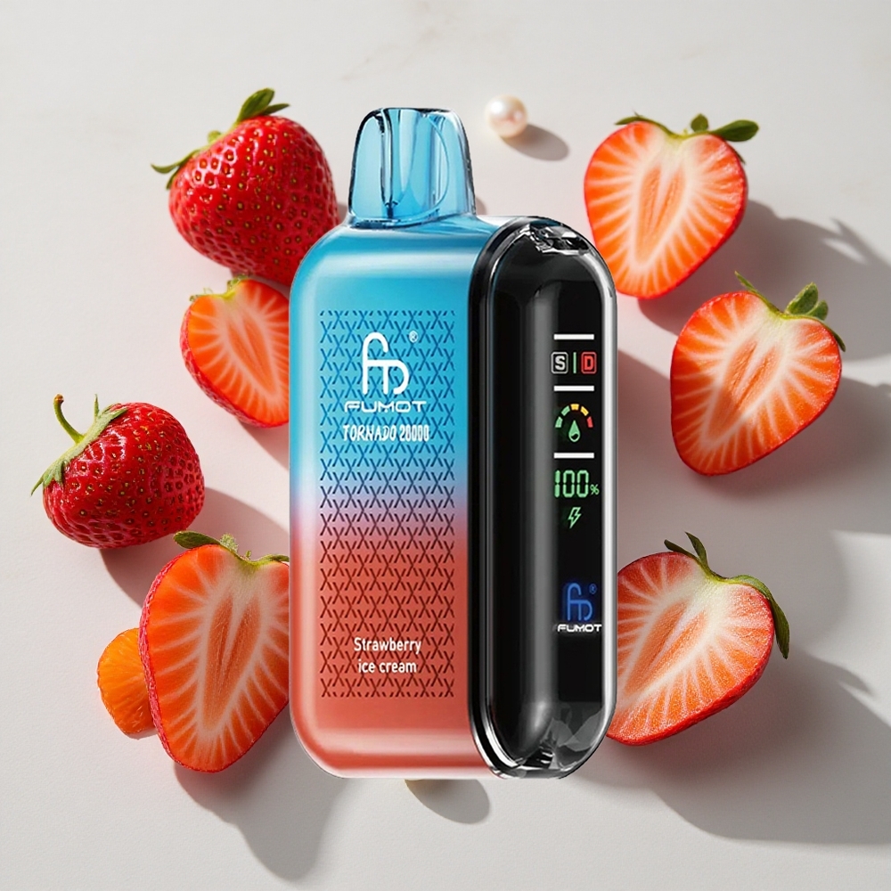 Fumot Tornado 20000 Puffs Kombinacija Jagodne Sladoledne Kreme Dual Mesh Coil