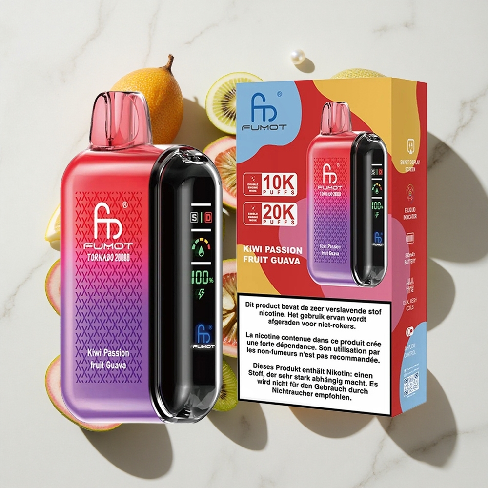Fumot Tornado 20000 Puffs Kombinacija Okusov Kivi Pasijonka Guava 20ml E-tekočine