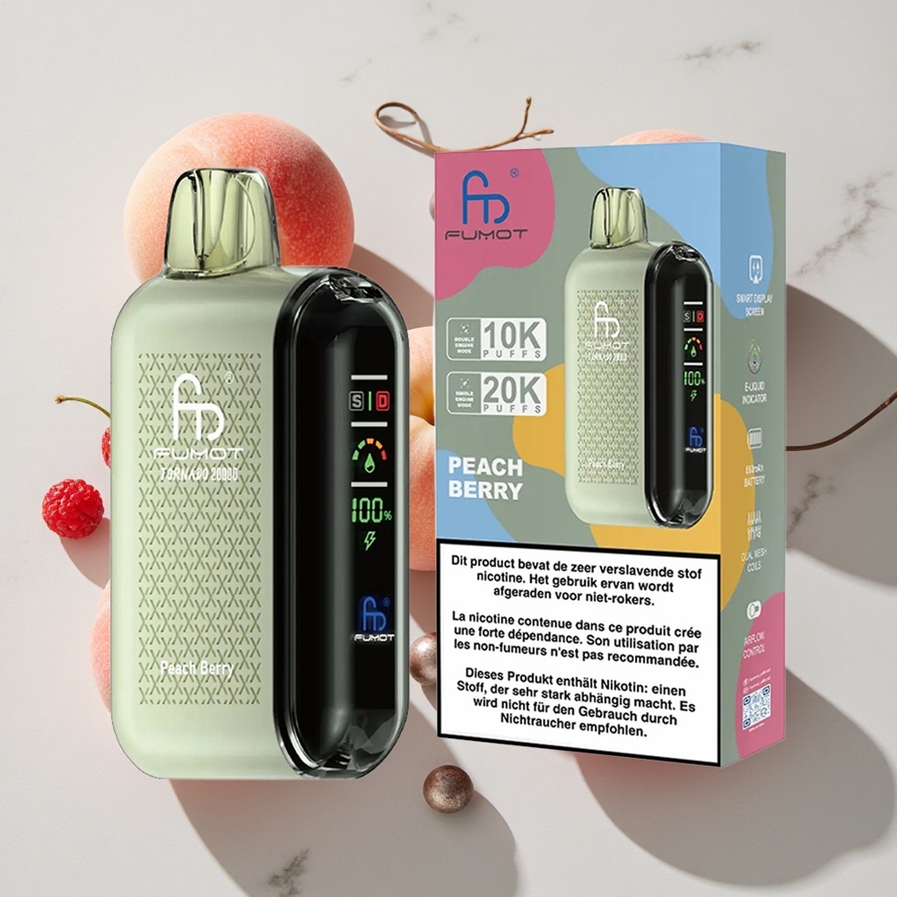 Fumot Tornado 20000 Puffs Sadje Breskve in Jagode Dvojni Mesh Coil