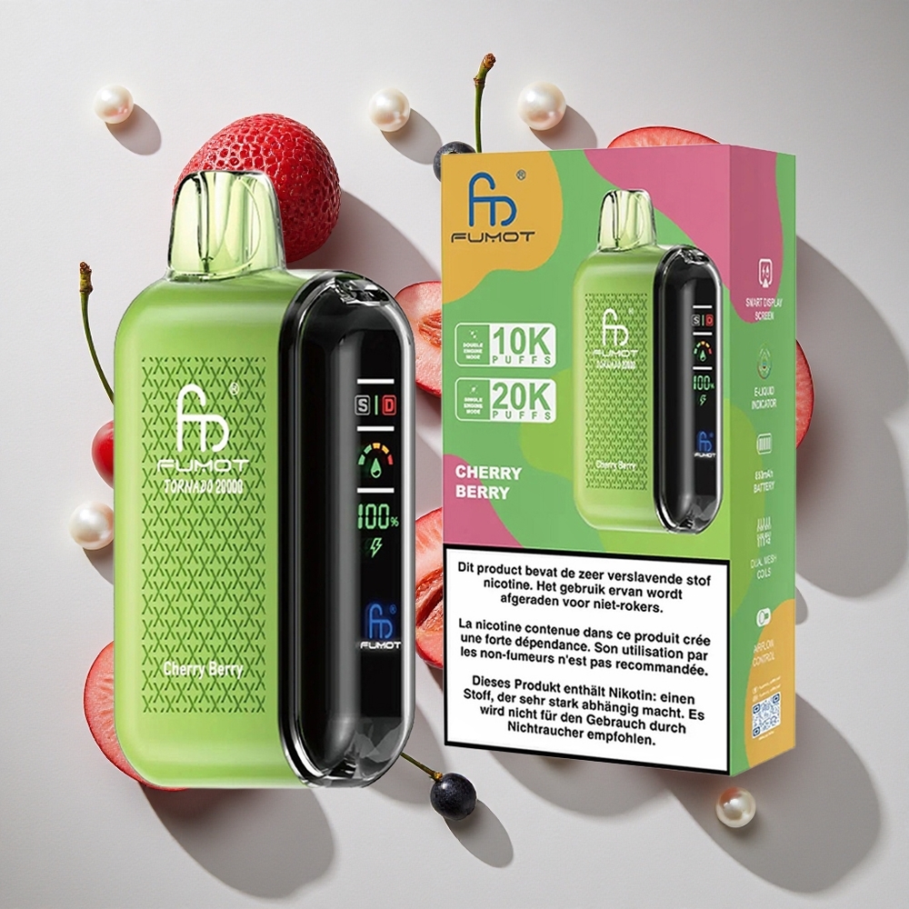 Fumot Tornado 20000 Puffs Češnja Jagoda Dual Mesh Coil