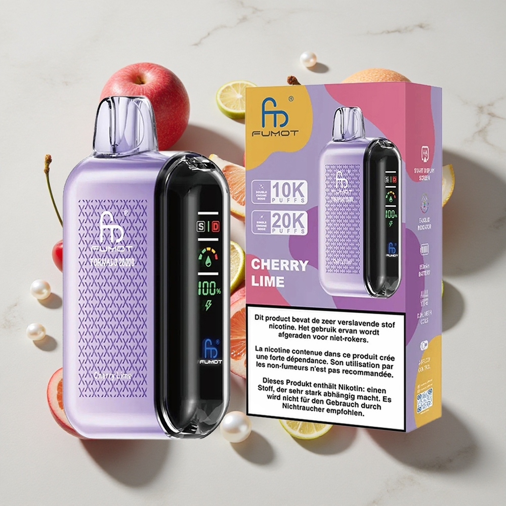 Fumot Tornado 20000 Puffs Češnja Limeta 850mAh Polnilna Baterija