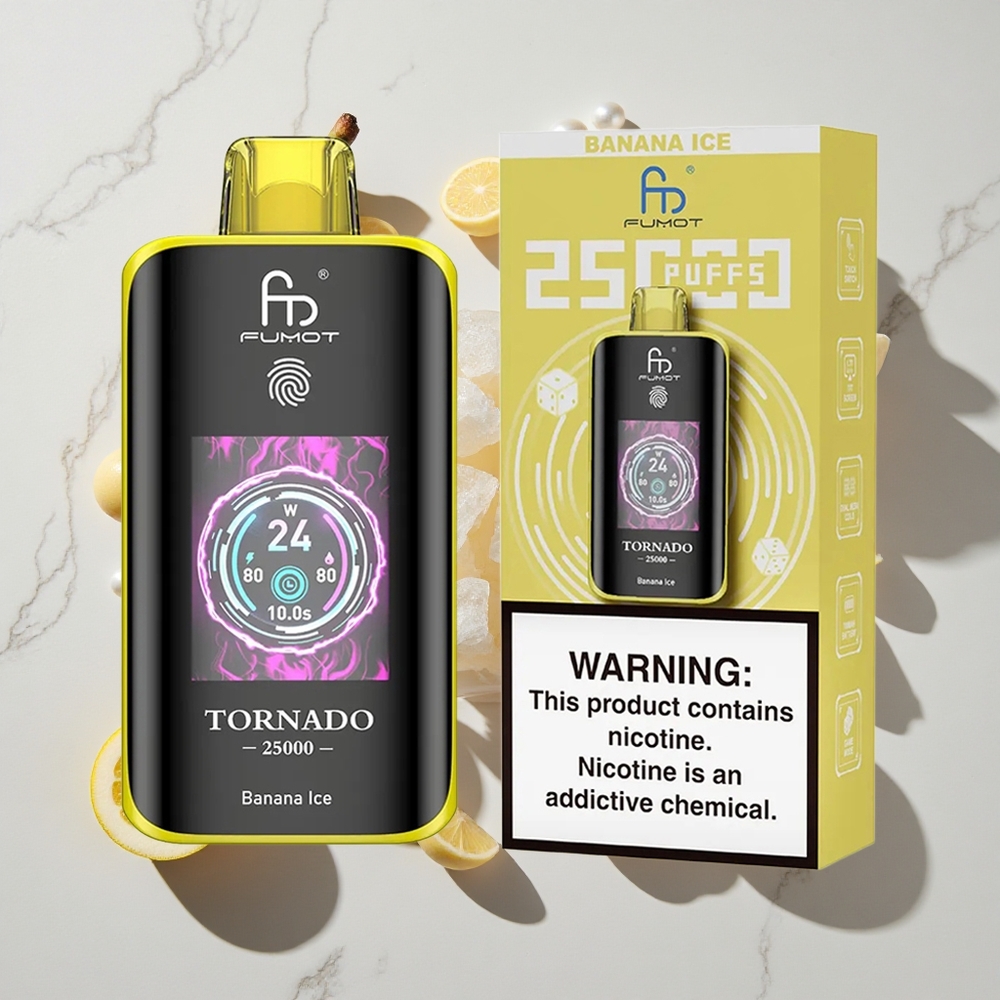 Fumot Tornado 25000 Puffs Bananino Ledena 700mAh Polnilna Baterija
