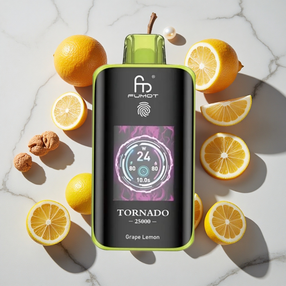 Fumot Tornado 25000 Puffs Kombinacija Grozdje Limona 20ml Napolnjena E-tekočina