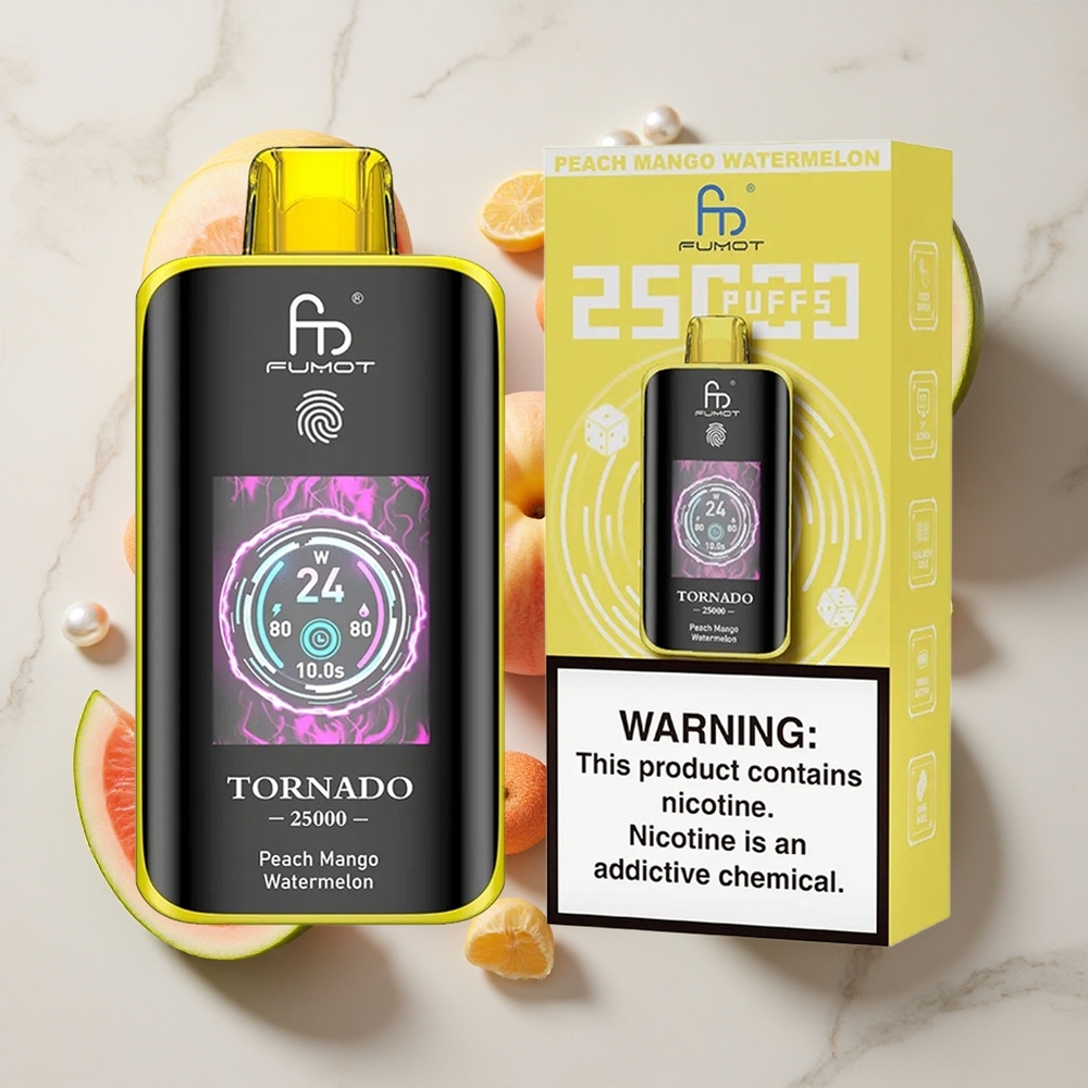 Fumot Tornado 25000 Puffs Kombinacija Okusov Breskeve Mange Lubenice 20ml E-tekočine Napolnjene