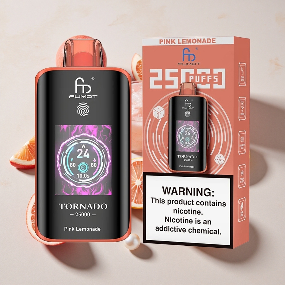 Fumot Tornado 25000 Puffs Rožnati Limonadni Z 700mAh Polnilno Baterijo