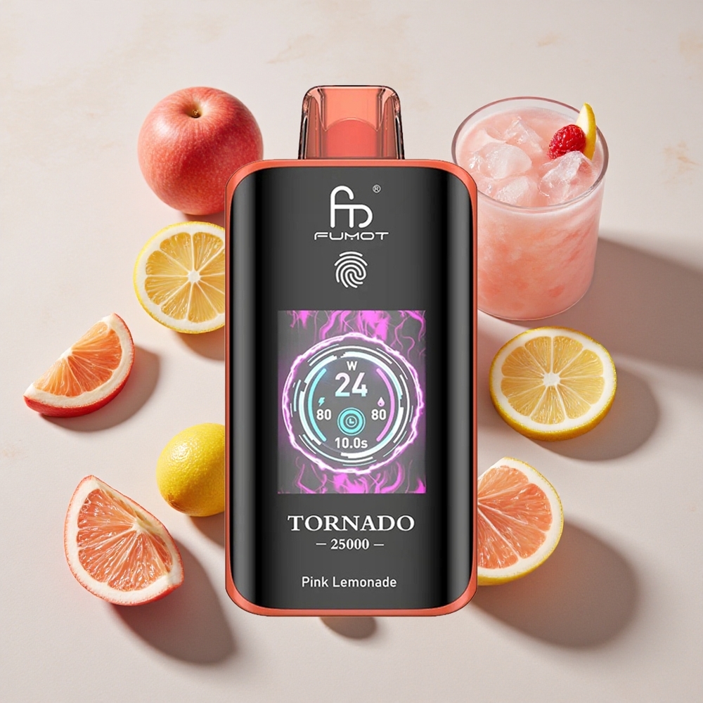 Fumot Tornado 25000 Puffs Rožnati Limonadni Z 700mAh Polnilno Baterijo