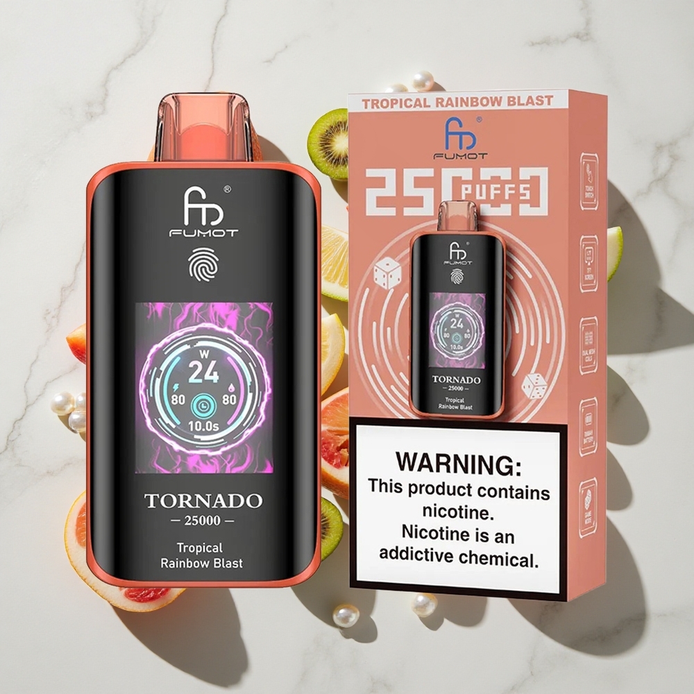Fumot Tornado 25000 Puffs Tropska Mavrična Eksplozija 20ml E-tekočine Prednapolnjen