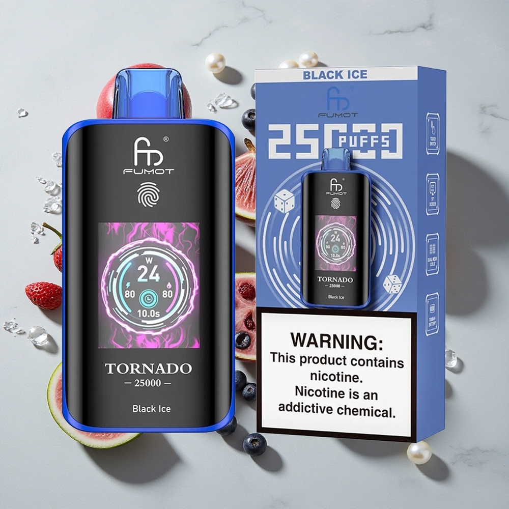 Fumot Tornado 25000 Puffs Črni Led 700mAh Polnilna Baterija