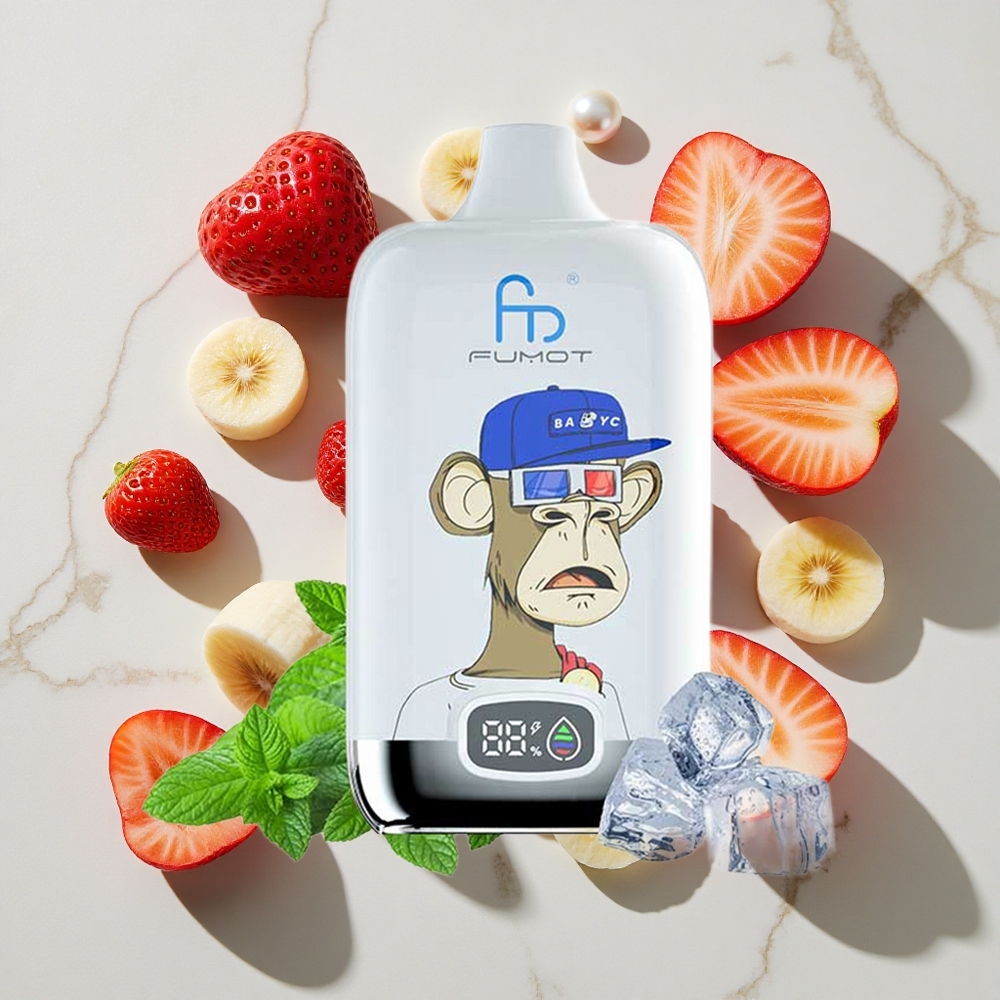 Fumot Tornado Digital Box 12000 Puffs Jagoda Banana 20ml E-tekočine Mesh Coil