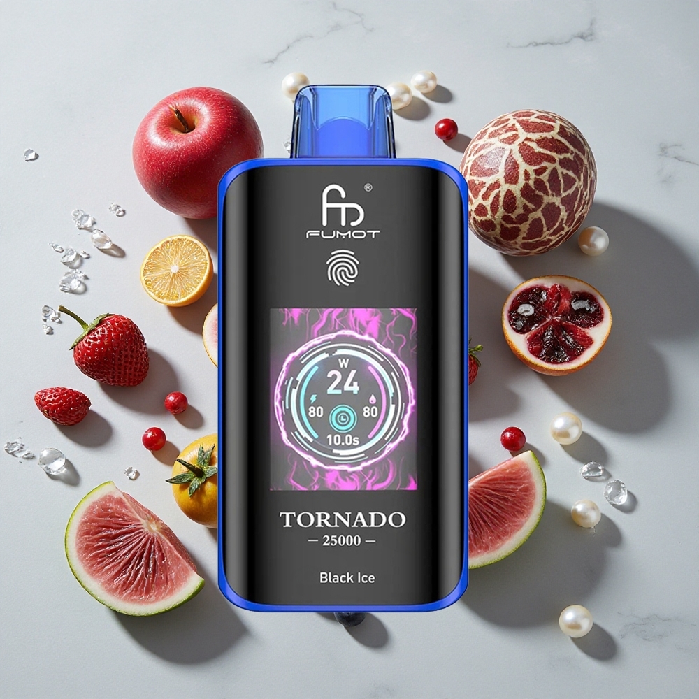 Fumot Tornado 25000 Puffs Črni Led 700mAh Polnilna Baterija